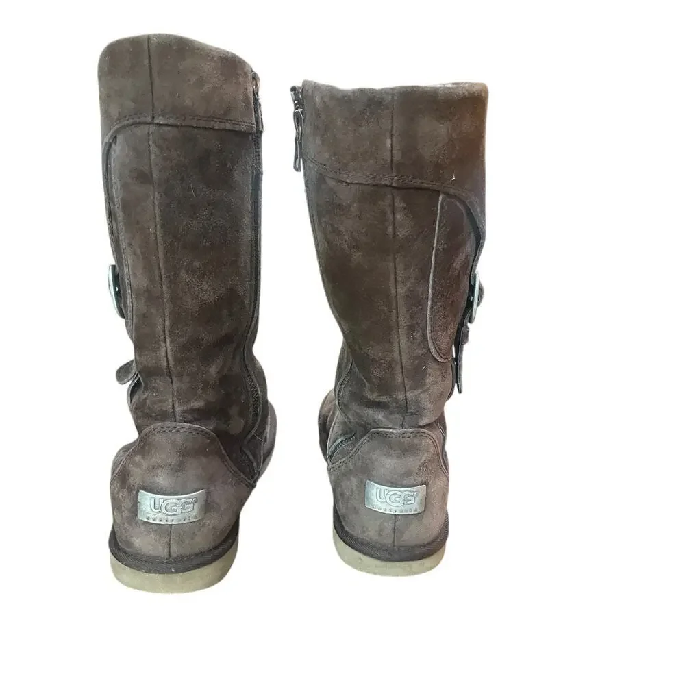 UGG Australia Women's Brown Suede Cargo III Mid Calf Boots
